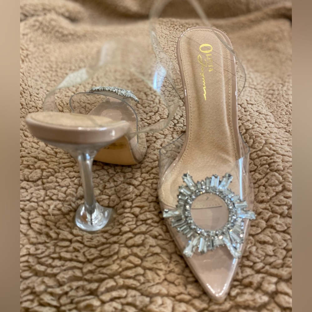 Pointy Clear Heels